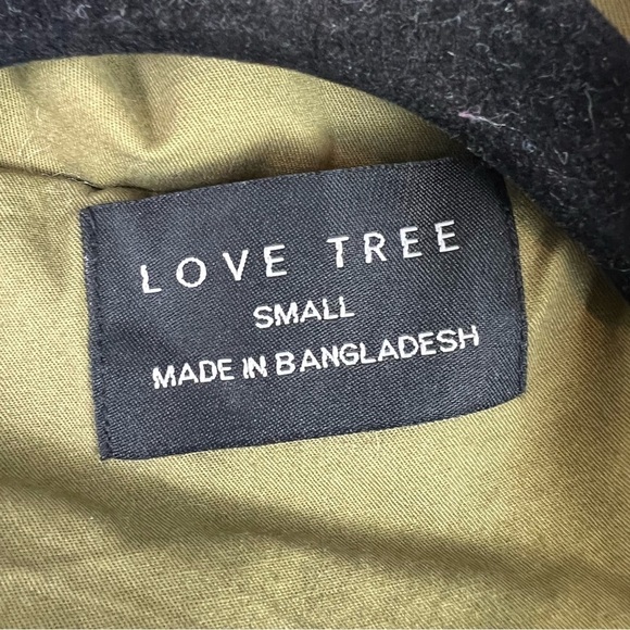 Love Tree Vest womens small olive green utility hooded tie string snap button - Picture 4 of 8